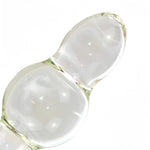 Glass Crystal Anal Butt Plug 2 Beads Design Sex Toys With Safety Base, Transparent Cone Shape Anal Plug Dildo G-Spot Massager Adult Sex Tools For Beginners And Advanced Players (L)