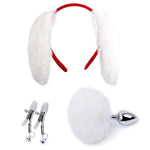 Women's Bunny Costume Set with Faux Fur Anal Plug and Buttplug Tail for Beginners and Couples