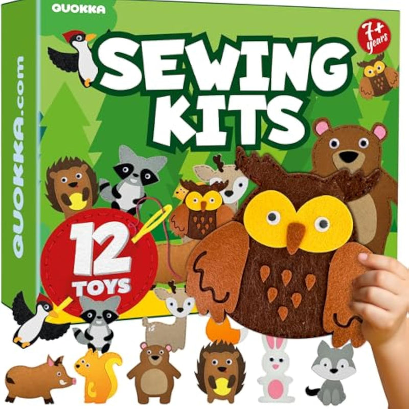 Kids Sewing Kit for Beginners Ages 4-8, 12 DIY Crafts for Children