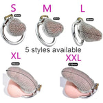 Sm Stainless Steel Penis Cage, Mesh Penis Cage With 4 Cock Rings Male Chastity Devices Set, Bdsm Restraint Penis Chastity Belt Lock Cock Cage, Adult Bondage Game Sex Toy (L, Round Ring 45Mm)