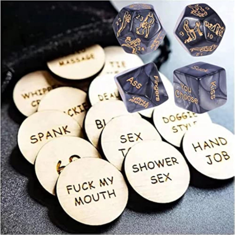 20-Piece Wooden Couples Activity Token Set for Romantic Date Nights