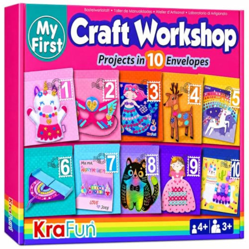 Unicorn & Mermaid Craft Kit for Kids Ages 3-5 with 10 Envelopes & 19 Projects