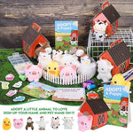 154 Pcs Adopt A Pet Party Favors Mini Plush Stuffed Farm Animal Set With Sign Cards Fence Paper Box Stickers Twist Bars Diy Beads Dog Paw Seals For Party Animal Birthday