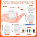 45 Pcs Porcelain Mini Tea Cup Painting Set for Kids, DIY Ceramic Craft & Party Gift