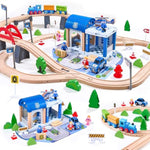 102Pcs Wooden Train Set For Toddlers, Wooden Train Track - Expandable And Changeable, Safe Educational Train Toys Gift For Boys & Girls Kids Ages 3-5 4-8, Compatible With All Major Brands