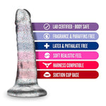Blush Naturally Yours 5.5” Realistic Glitter Dildo, Sparkling Crystal-Like Cock - Suction Cup & Harness Compatible, Soft Tpe - Flexible Lifelike Penis For Hands-Free Solo Or Couples Play - (Clear)