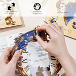 3D Wooden Blue Dragon Clock Puzzle for Adults DIY Craft Kit