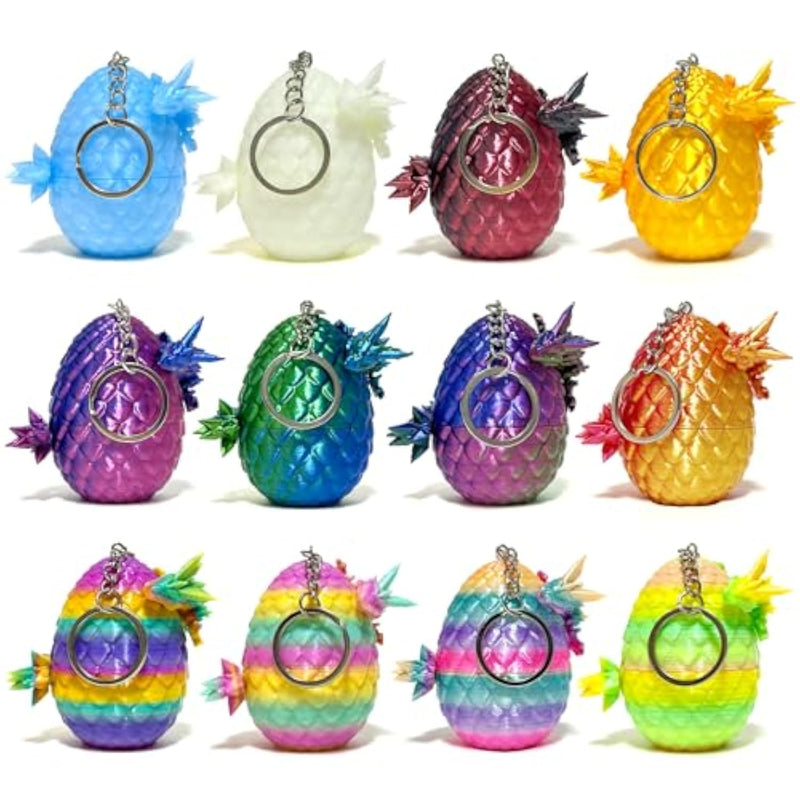 12 Pcs 3D Printed Dragon With Egg Inside, Mini Dinosaur Eggs Set Articulated Crystal Dragon Fidget Toys For Kids, Halloween, Birthdays, Christmas Decorations Gifts Indoor Outdoor(Style B)