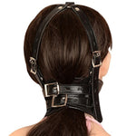 BDSM Y-Shape Harness Bondage Kit with Adjustable PU Leather Head Mask and Red Mouth Gag for Couples