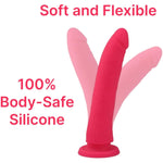Realistic Beginner Dildo Without Balls, G-Spot Stimulator, Body-Safe Silicone Adult Toy, Stimulator, Anal Sex Toy (Pink)