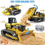 3 In 1 Stem Remote Control Bulldozer Building Set, Diy Engineering Construction Kit With App & Remote, Educational Robot Blocks Toy, Birthday For Kids Teens Adults - 452 Pcs