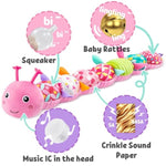 Baby Toys Musical Caterpillar,Infant Stuffed Animal Toy With Crinkle And Rattles,Soft Sensory Toys With Textures For Tummy Time Newborn Boys Girls 0 3 6 12 Months(Pink)
