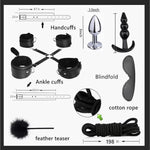 Bdsm Kits Restraints Sex Toys 15Pc Bondage Restraints Set Fetish Bed Restraints Kits For Beginners Light Sm Adult Games Safe Bdsm Cuffs Nipple Clamps Flogger Ball Gag Blindfold Rope Black Cosplay