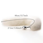 Fox Tail Anal Butt Plug, 2Pcs/Set Artificial Fox Tail Anales Plug With Cat Ears Headband, Fox Adult Metal Butt Plug Sex Toy For Sm & Cosplay (White)