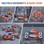 Remote Control Car For Boys - Rc Cars For Boy Age 4-12, Gesture Sensing Rc Stunt Drift Car For Kids Toys 4 5 6 7 8 9 10 11 12 Year Old Boy Birthday With Cool Lights Music (Orange)