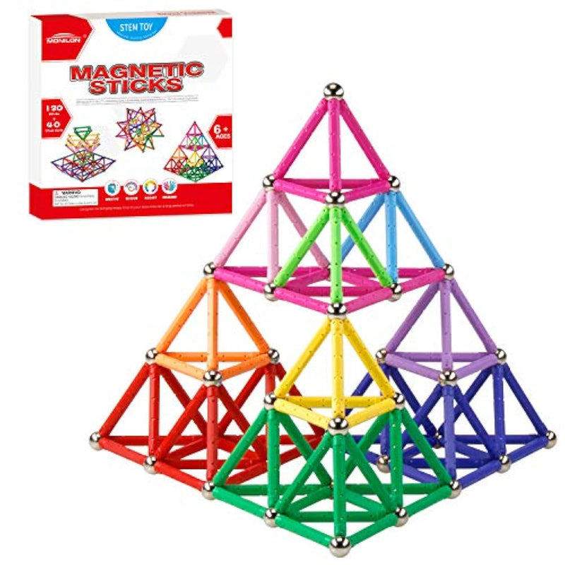 160 Pcs Magnet Building Sticks Kids Toys, Lengthen Magnetic Construction Building Blocks Set 3D Brain Training Learning Educational Diy Stem Toys