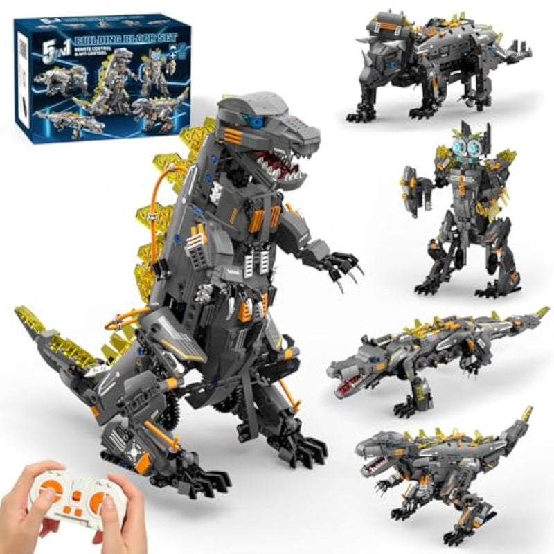 Dinasour Toys For Kids Building Set, 935 Pcs App & Remote Control Robotics Kit, 5-In-1 Tyrannosaurus/Triceratop/Crocodile/Robot/Monster Stem Toys For Boys Girls Age 6 7 8 9 10 11 12+ Year Old