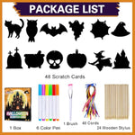 Halloween Crafts Kit for Kids 48 Pieces Rainbow Scratch Art Paper Cards