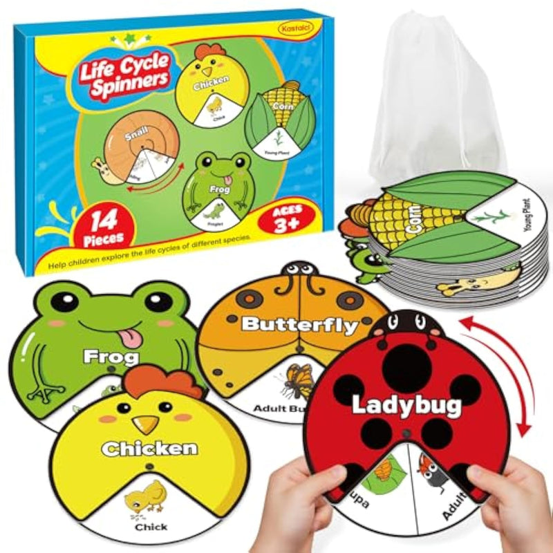 Life Cycle Toys For Kids,Animal Plant Insect Bug Ladybug Butterfly Tadpole To Frog Kit,Montessori Learning & Education Toys,Preschool Science Learning Activities For Toddlers,Board Card Games