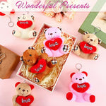 16 Pcs Heart Bears 3.5 Inch Mini Plush Bear Toy With I Love You Heart Stuffed Animals For Valentine'S Gift Keychain Wedding Birthday Party