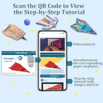 Paper Airplane Kit for Kids, 16 Designs, 32 Origami Sheets, Ages 6-12+