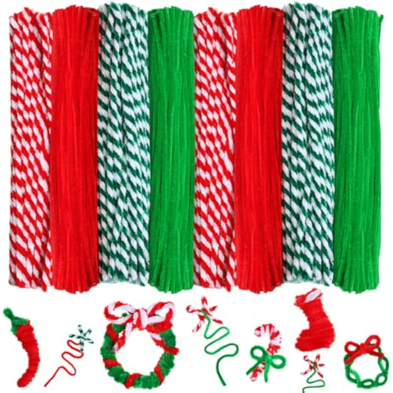 800 Pcs Christmas Pipe Cleaners, 4 Colors, 12 Inch Chenille Stems for DIY Crafts