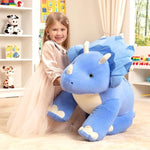 Giant Triceratops Dinosaur Stuffed Animal Plush Toy,30" Soft Big Large Jumbo Toys,Huge Size Cute Fluffy Plushy Oversized Plushie,Gifts For Kids