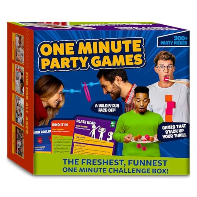 One Minute Party Games - 200+ Pieces, Fast-Paced & Hilarious Group Games For Kids, Teens & Adults, Fun For Game Nights, Birthdays, Family Gatherings, Indoor Or Outdoor Play