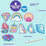 8 Pack Poke-In Art Craft Kits for Girls, Unicorn & Mermaid Mess-Free Activity Set