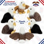 6-Pack American Bald Eagle Plush Toys – 7" Cuddly Eagle Stuffed Animals In Various Poses, Perfect Collectible Gift For Kids & Patriotic Enthusiasts