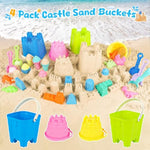 Beach Sand Toys Kit for Kids Ages 3-10 with Buckets, Shovels, Molds & Bag