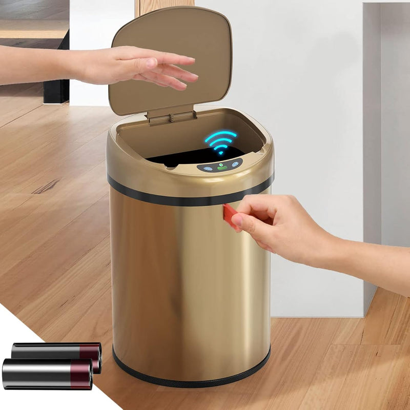 Smart Trash Can 3.5 Gallon Stainless Steel Garbage Can With Automatic Packaging