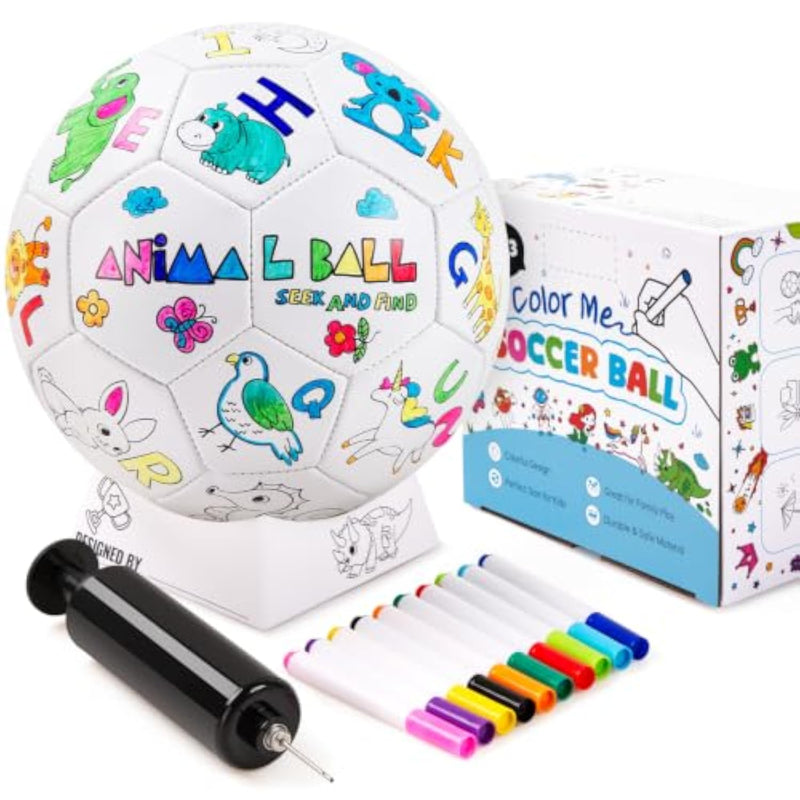 Color Your Own Soccer Ball Art Craft Kit for Girls and Boys, Fun Animal Design