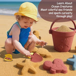 Silicone Beach Toys For Toddlers, Collapsible Sand Bucket & Shovel Set, For Kids 1-3 3-5, Travel Essentials With 6 Animal Shapes For Boys & Girls