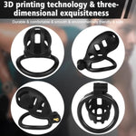 Male Chastity Cage Cock Cage, Lightweight Resin Chastity Cage, 3D Printed Black Bondage Device, Hidden Lock Chastity Device Abstinence, With 4 Different Sizes Of Removable Movable Rings