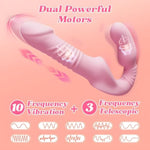 Strapless Strap On G-Spot Thrusting Vibrator, Double Ended Dildo Vibrators With 10 Vibrating Modes & 3 Thrusting Modes, Anti-Slip Silicone Butt Plug, Remote Control Adult Sex Toy For Women Couple