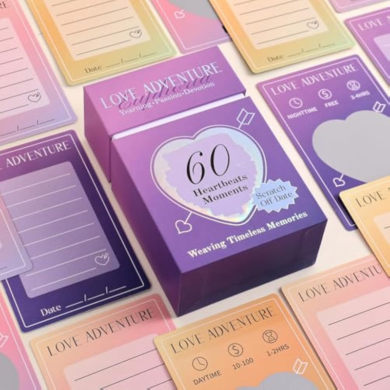 60 Date Ideas Card Games For Couples - Unique Date Deck Scratch Off Cards, Great Couples Gifts For Boyfriend Girlfriend, Romantic Wedding Anniversaries Newlywed Gifts For Husband Wife Bridal Shower
