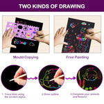 100 Pcs Rainbow Scratch Paper Art Kit for Kids Arts and Crafts