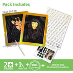 Animal Scratch Art Kit - Create Stunning Lion and Giraffe Artwork for Kids Ages 6+