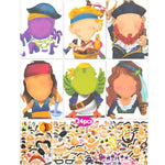 24 Sheets Pirate Make-a-Face Stickers for Kids, Party Favors & Craft Activity