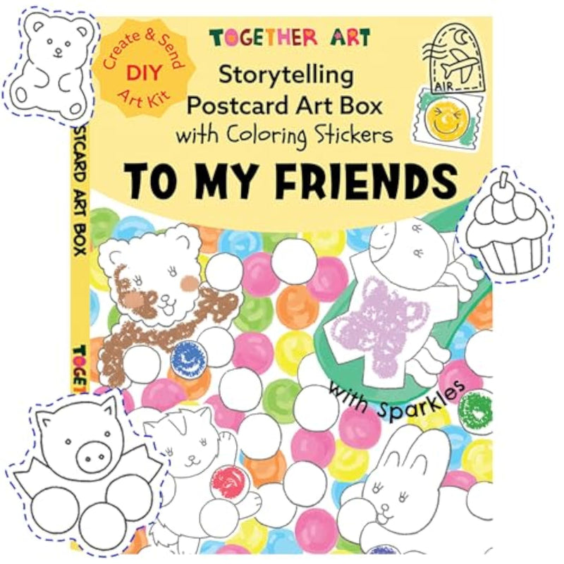 DIY Color Your Own Postcards for Kids with Storytelling Stickers, Ages 3-10+