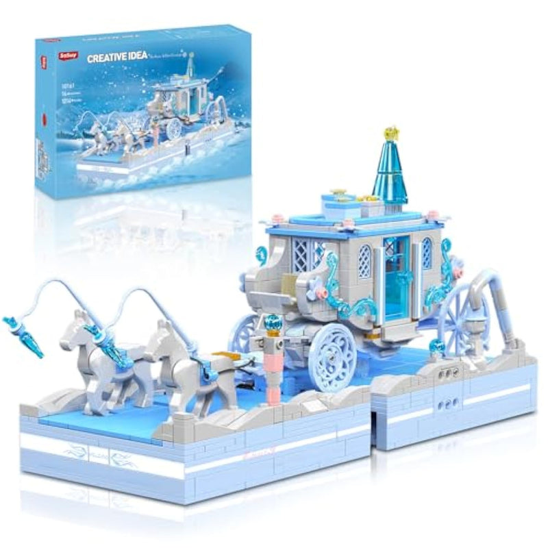 Snow White Carriage Building Blocks Sets, Christmas Toys For Girl, Creative Princess Themed Construction Set, Stem Toy For Kids Boy Teen Women, For Girls 1214+ Pcs