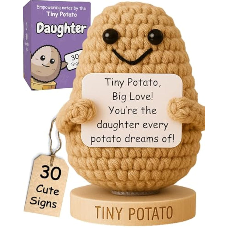 Daughter Gifts - Handmade Positive Crochet Potato Doll With 30 Signs - Cute Birthday Gifts For Daughter, Stepdaughter, Bonus Child, Teen Or Adult Daughters - Thoughtful Present From Mom Or Dad