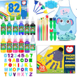 12 Color Washable Finger Paint Set, 82 Pack, 1oz Each, Perfect for Kids and Adults