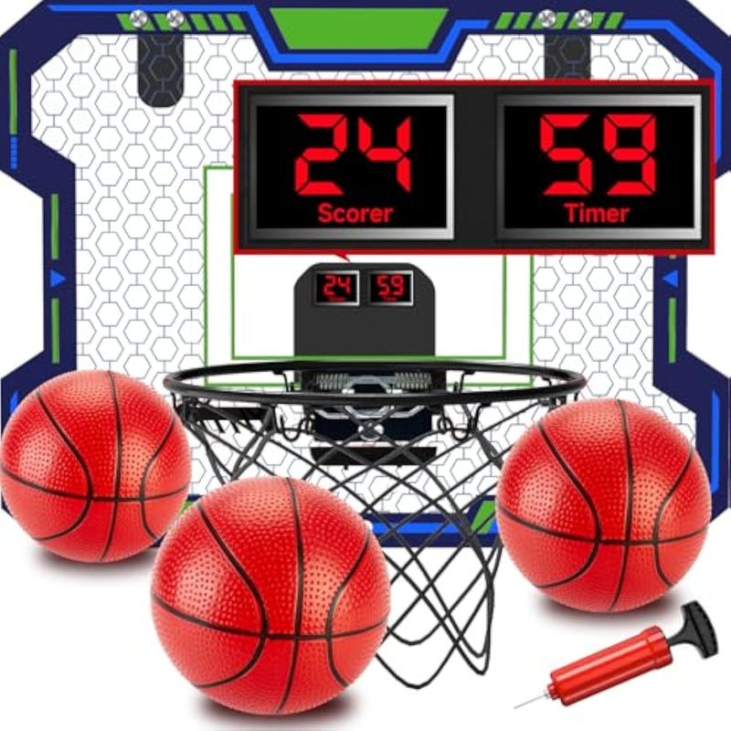 Basketball Hoop Indoor For Kids(4-12 Years Old), Over The Door Basketball Hoop With Scoring, Countdown And Music Accompaniment, Christmas Toys