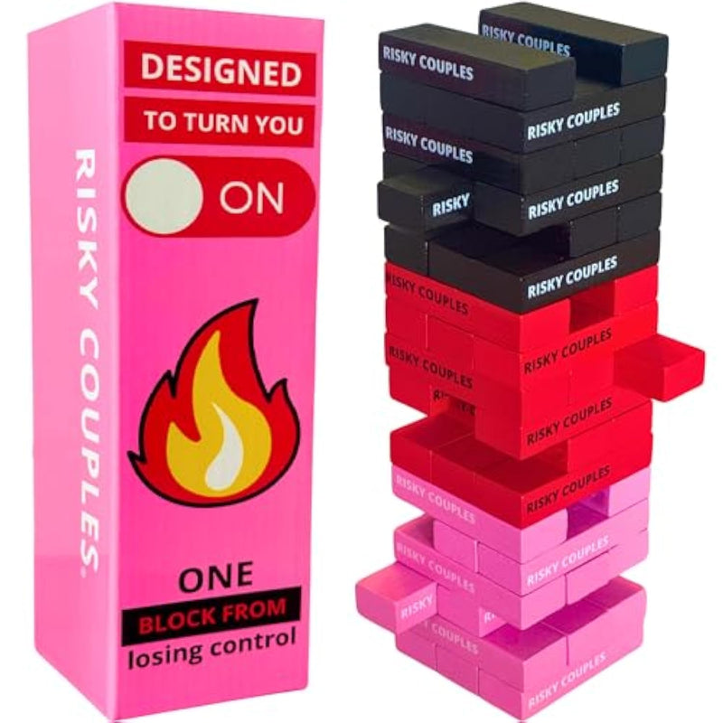 Stacking Tower Game | 54 Spicy & Romantic Dares For Your Partner | Wooden Block Tower Game For Couples | Gifts For Valentine’S, Anniversary, Stocking Stuffer