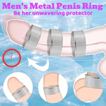 Metal Lock Fine Ring Men'S Extended Penis Ring Scrotum Load-Bearing Exerciser Wide Side