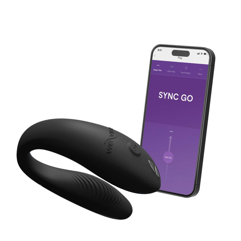 Sync Go Couples Vibrator With Travel Case | Wearable Vibrating Couples Adult Sex Toy | App Controlled G Spot & Clitoris Stimulator | Dual Stimulation With 10 Speeds | Rechargeable | Black