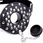 Leather Studded Stoppable Gag - Control & Experimentation | Adjustable Strap | Bdsm Accessory | Bondage Control & Pleasure | Feeding Fantasies | Kinky Play | Perfect Fit
