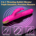 Sex Toys Thrusting Vibrator For Women, Adult Rabbit Thrusting G Spot Dildo With Vibrating Ears, Vibrators Silicone Realistic Vibradores, 3 In 1Vibrators With 5 Thrusting 10 Vibrations Modes (Pink)